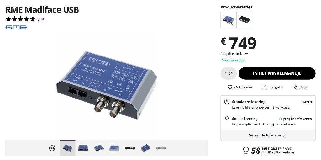 RME MADIface USB 2.0 (2025), Ophalen of Verzenden, Zo goed als nieuw, Extern, RME