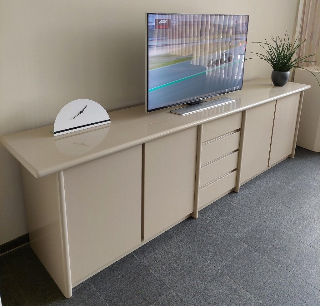 Dressoir Beige Ivoor Glans.  272cm breed met lades., Ophalen, Overige materialen, Gebruikt, 200 cm of meer