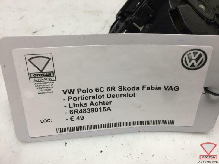 vw seat skoda portierslot deurslot links achter 6r4839015a, Gebruikt, Volkswagen, Volkswagen AG, Achter