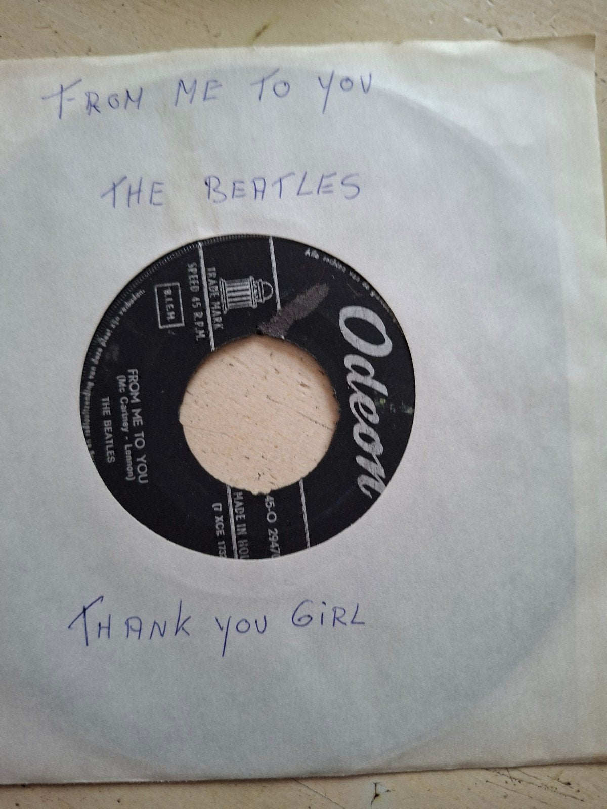 The Beatles - From Me To You / Thank You Girl (Odeon), Cd's en Dvd's, Vinyl Singles, Gebruikt, 7 inch, Ophalen of Verzenden, Pop