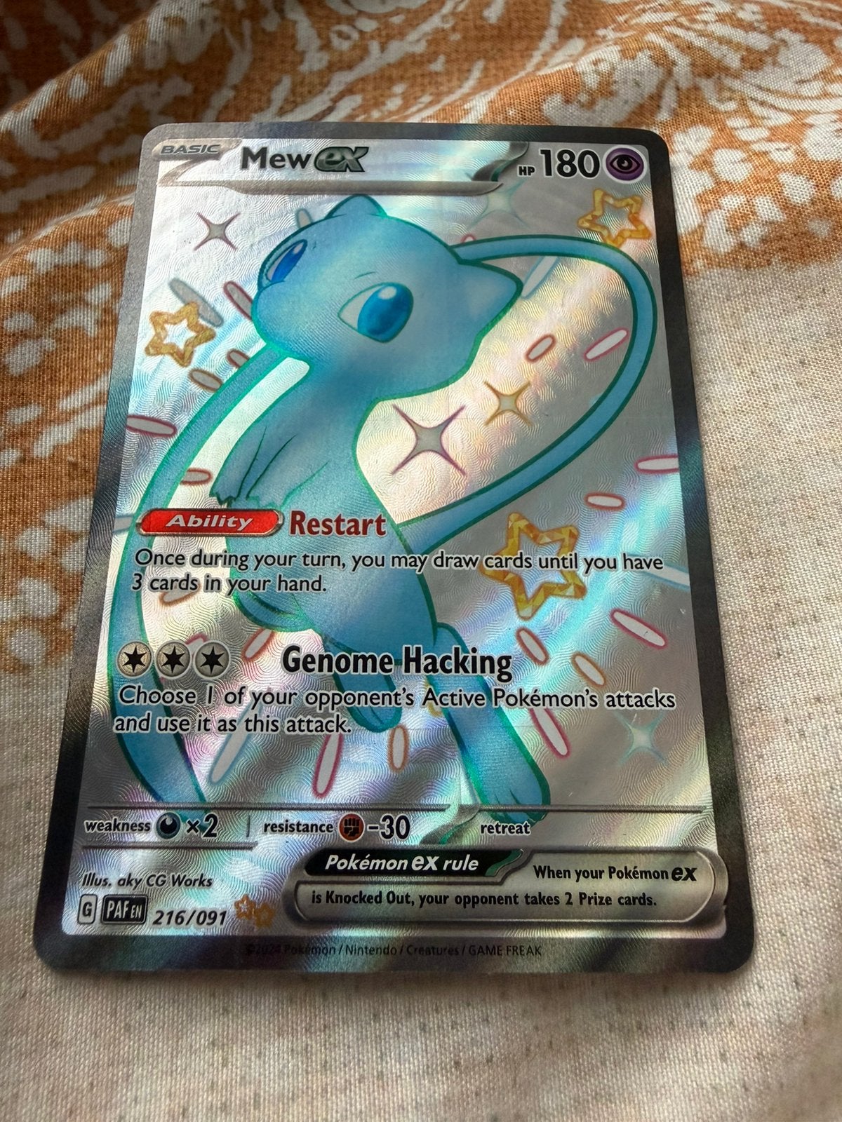 Pokemon kaart mew ex 216/091, Ophalen of Verzenden, Zo goed als nieuw