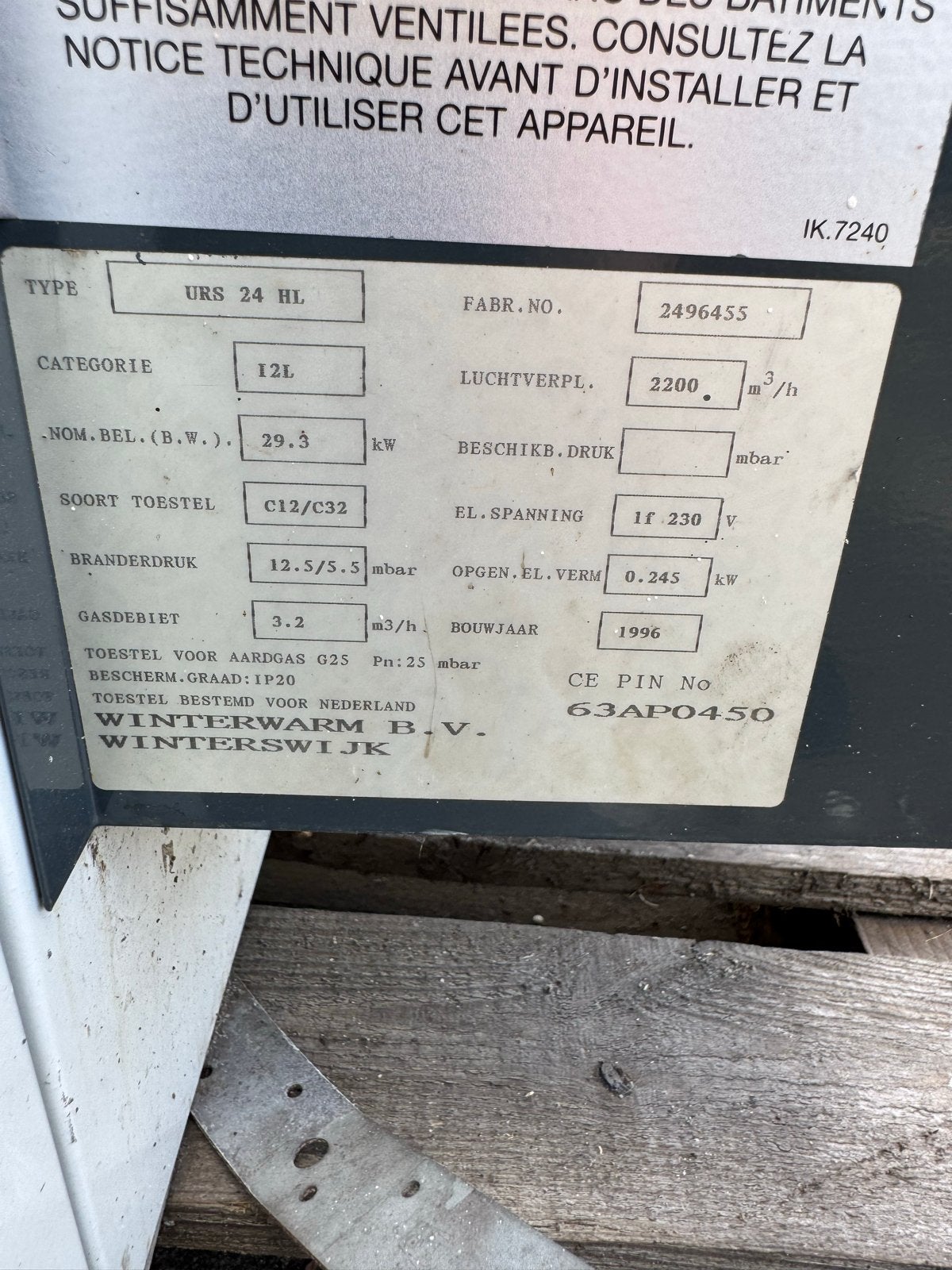 Winterwarm URS 24 HL Gaskachel 29,3 KW met thermostaat, Huis en Inrichting, Kachels, Ophalen, Gebruikt, Gas, Vrijstaand