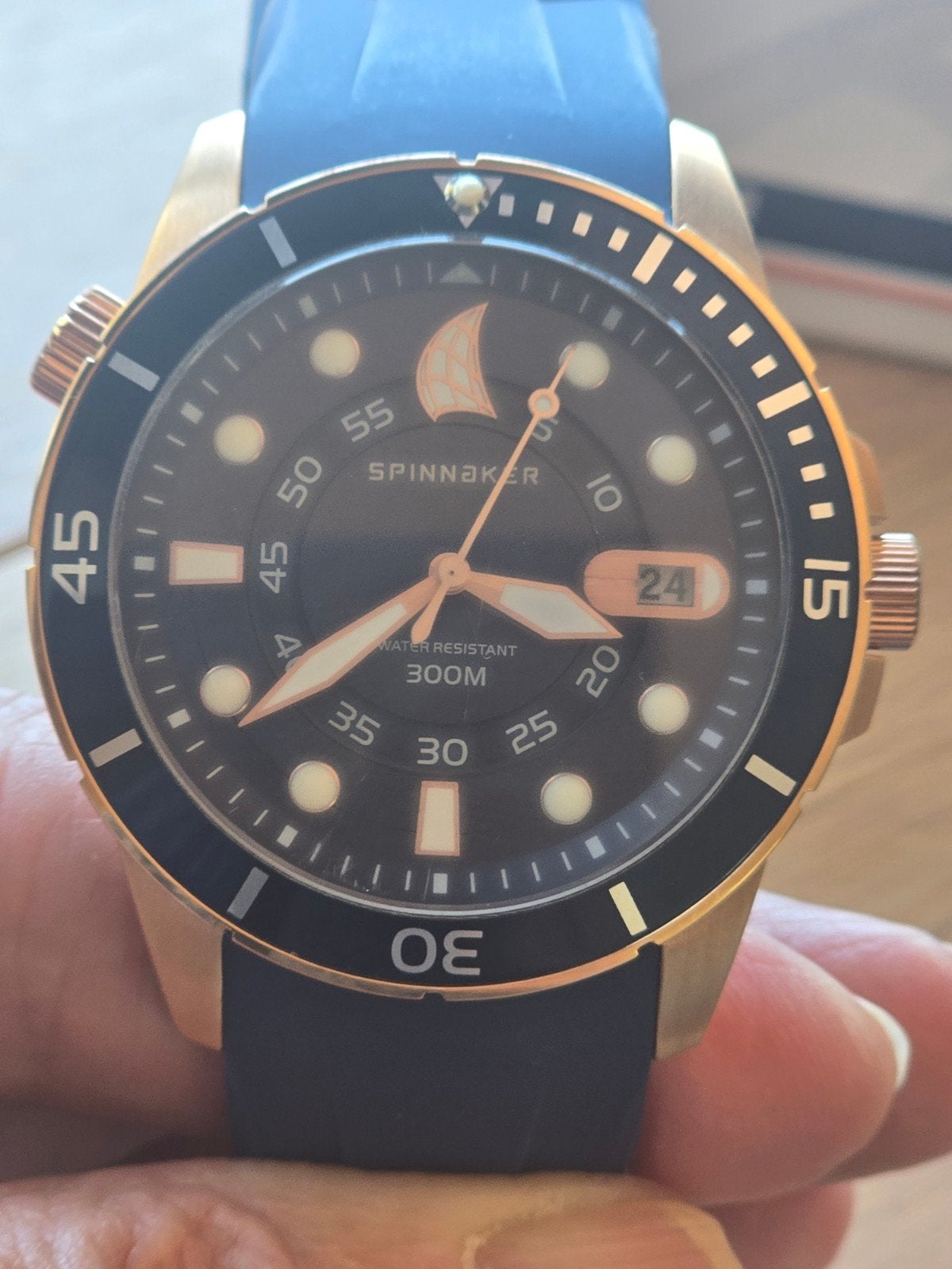 Spinnaker SP-5005 , blauwe band, Overige merken, Gebruikt, Staal, Polshorloge