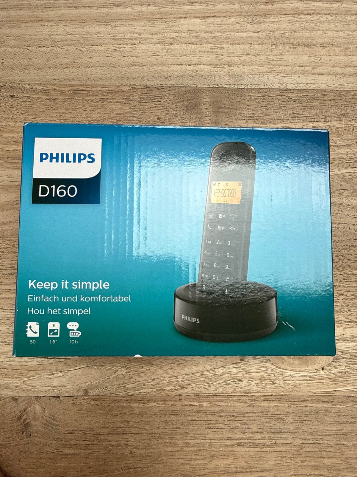 Philips D1601B Draadloze Telefoon - Nieuw in Doos, Telecommunicatie, Ophalen of Verzenden, Nieuw, 1 handset
