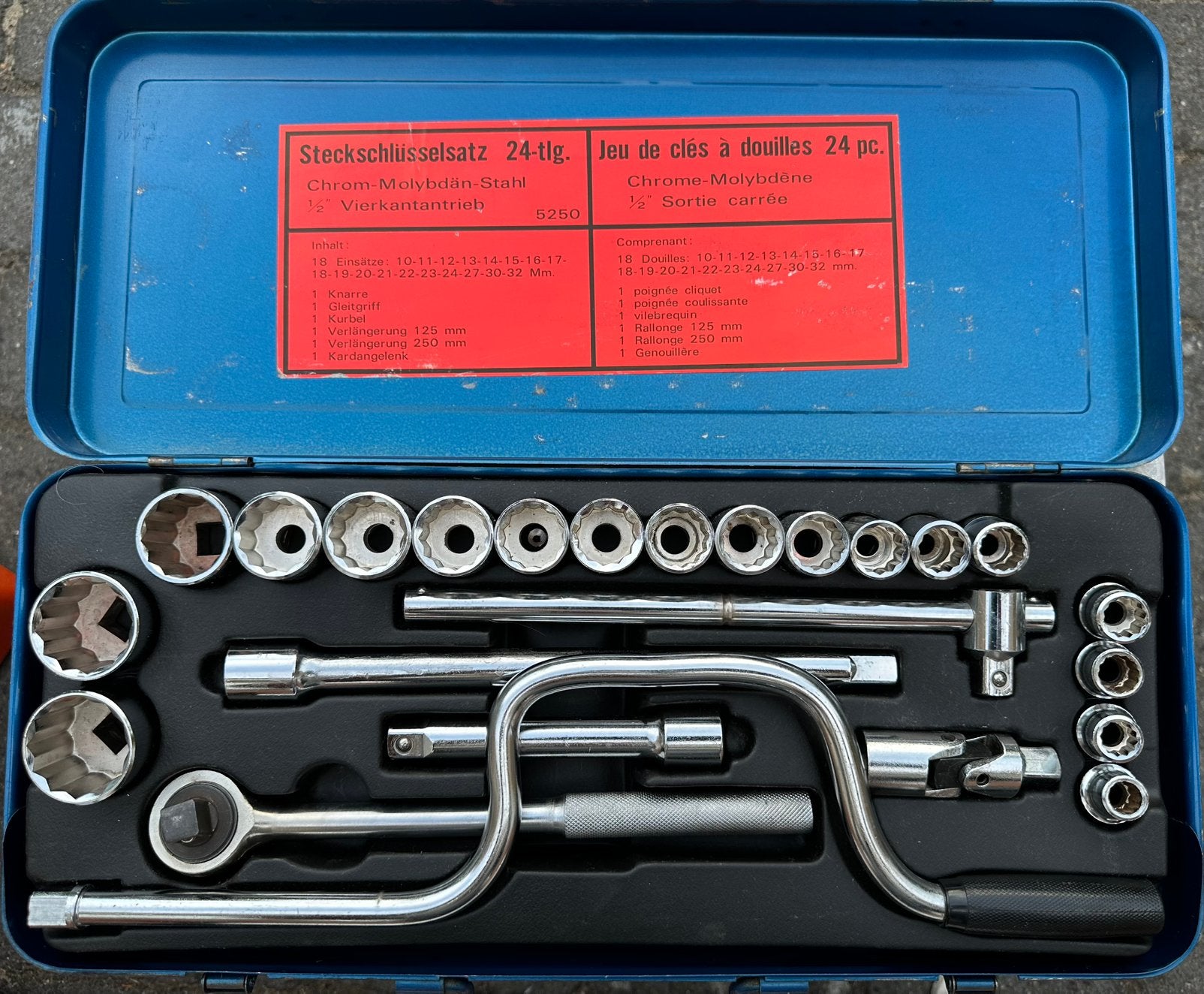 Doppenset 1/2” 24-dlg cmplt zgan, Ophalen, Zo goed als nieuw