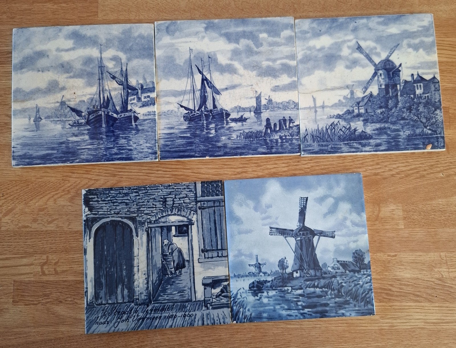 Antieke Delftsblauwe Tegels - Molens en Hollands Tafereel, Antiek en Kunst, Ophalen of Verzenden