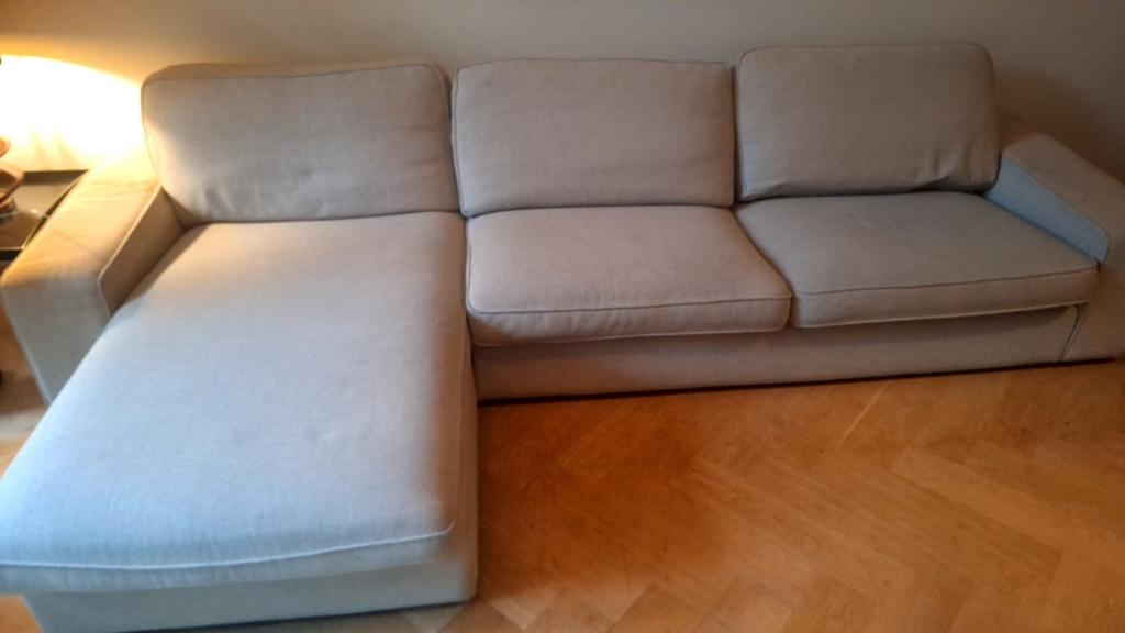 IKEA KIVIK 3-zitsbank met chaise longue | beige, Huis en Inrichting, Banken | Bankstellen, Ophalen, Modern, Comfortabel, Gebruikt