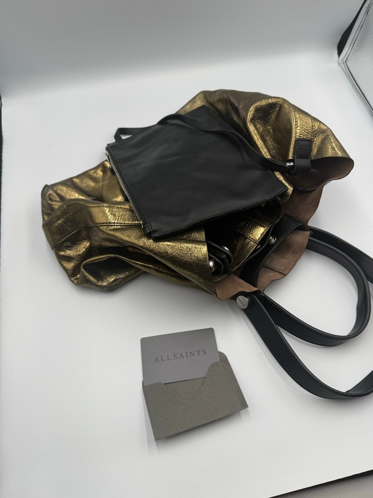 AllSaints Handtas Goud/Zwart, Gebruikt, Overige kleuren, Verzenden, .