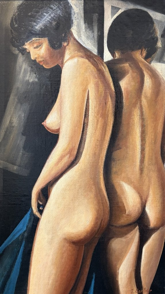 Jan Hovener (1936–2021) - olieverf, naakt, 82x48 cm, Ophalen, Portret of Personen, Overige ondergronden, Olieverf