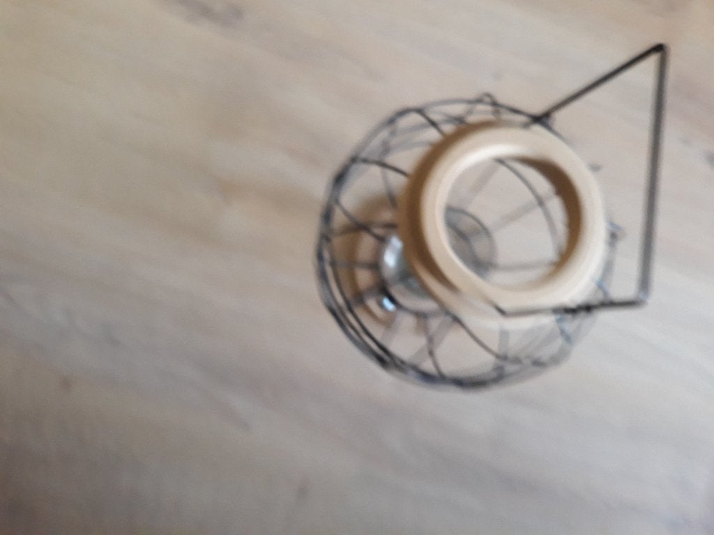 Windlicht rond metaal met hout nieuw, Ophalen of Verzenden, Nieuw, Metaal