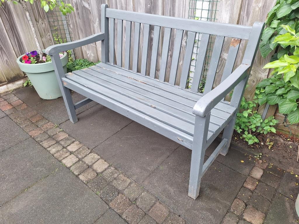 Grijze teakhouten tuinbank, Ophalen, Hout