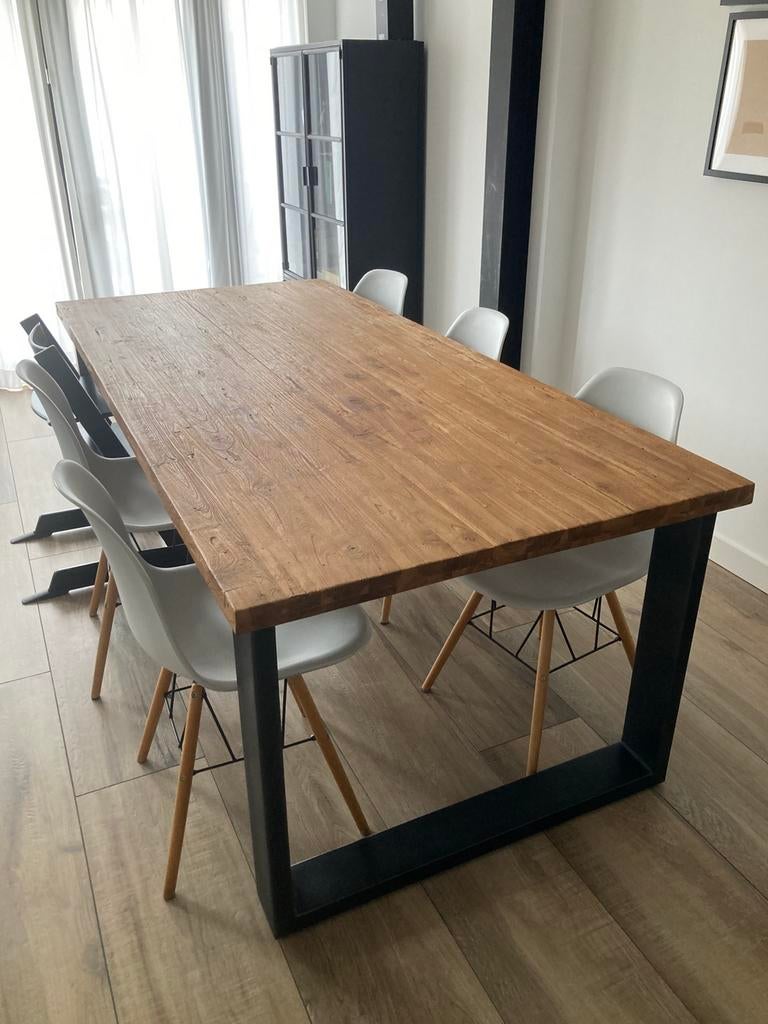 Teakhouten eettafel 220x100 cm, Huis en Inrichting, Tafels | Eettafels, Ophalen, Gebruikt, 100 tot 150 cm, Teakhout