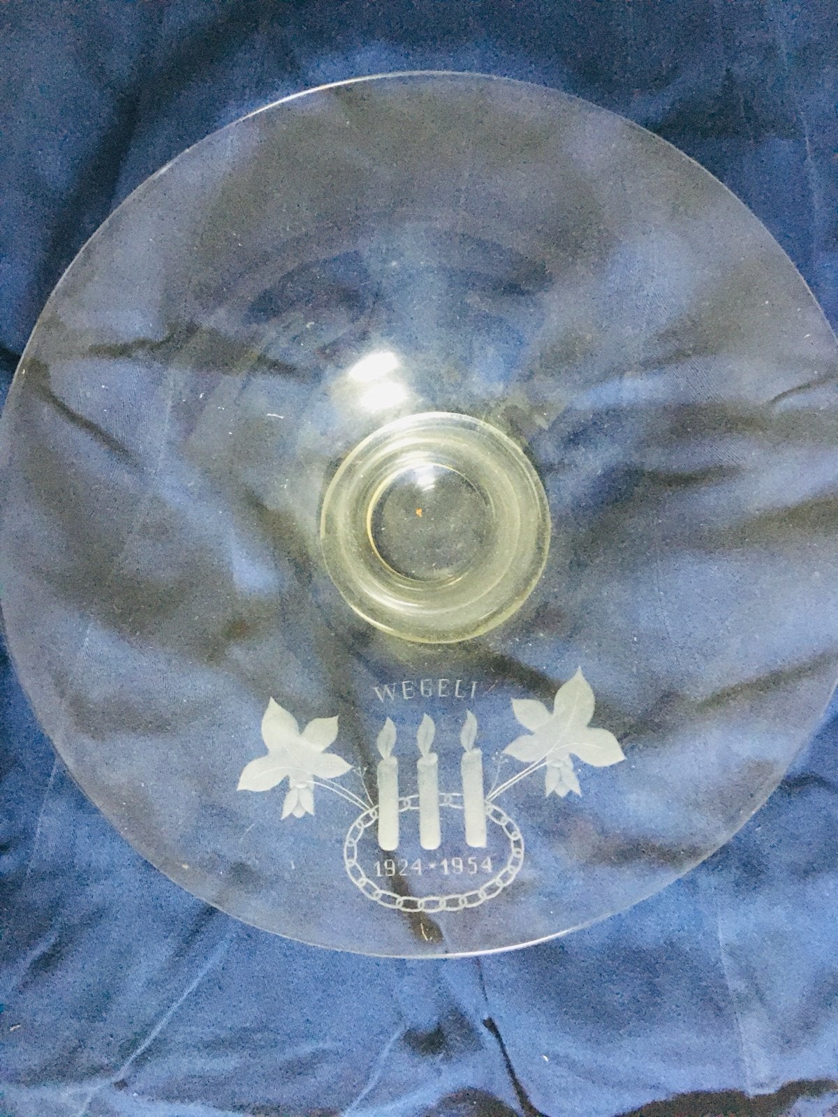 Glazen schaal Wegeli - Jubileum 1924-1954, Antiek en Kunst, Ophalen of Verzenden