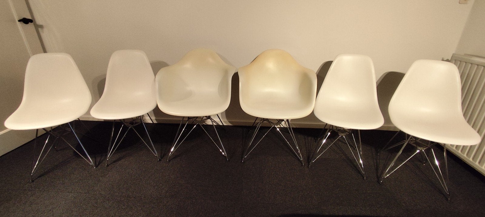 Vitra Eames stoel 4x DSR 2x DAR, Ophalen, Wit, Kunststof, Vijf, Zes of meer stoelen