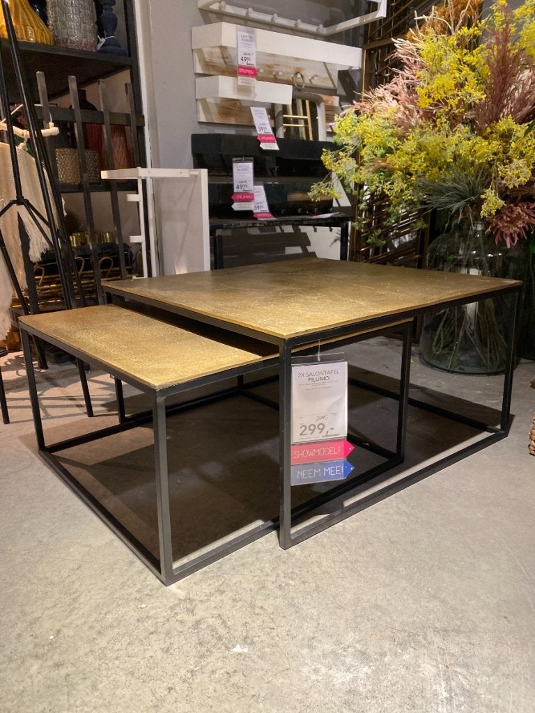 Salontafel Pilunio set van 2 - goud - Pronto Wonen, Niet ingevuld, Niet ingevuld, Niet ingevuld
