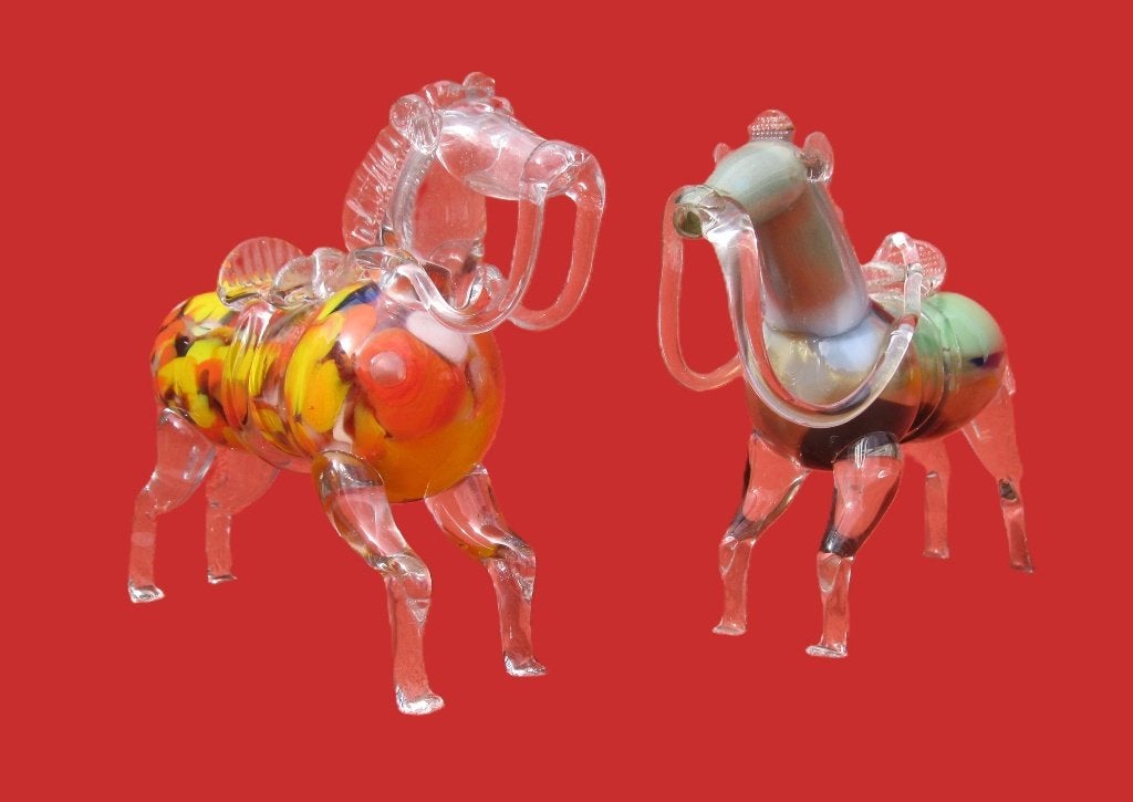 Prachtige glas geblazen paarden Murano., Antiek en Kunst, Ophalen