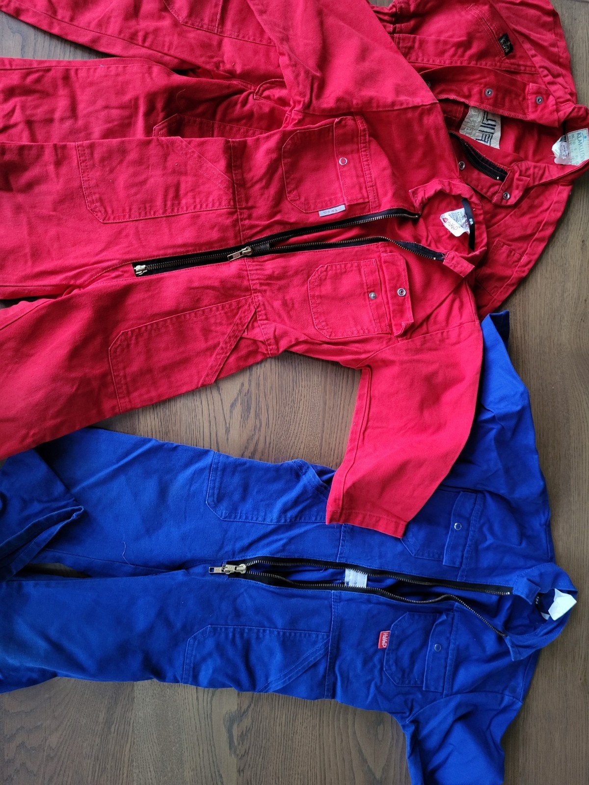 3 Kinderoverall rood en blauw - Maat 92/ 98/104, Ophalen of Verzenden, Gebruikt, Jongen of Meisje