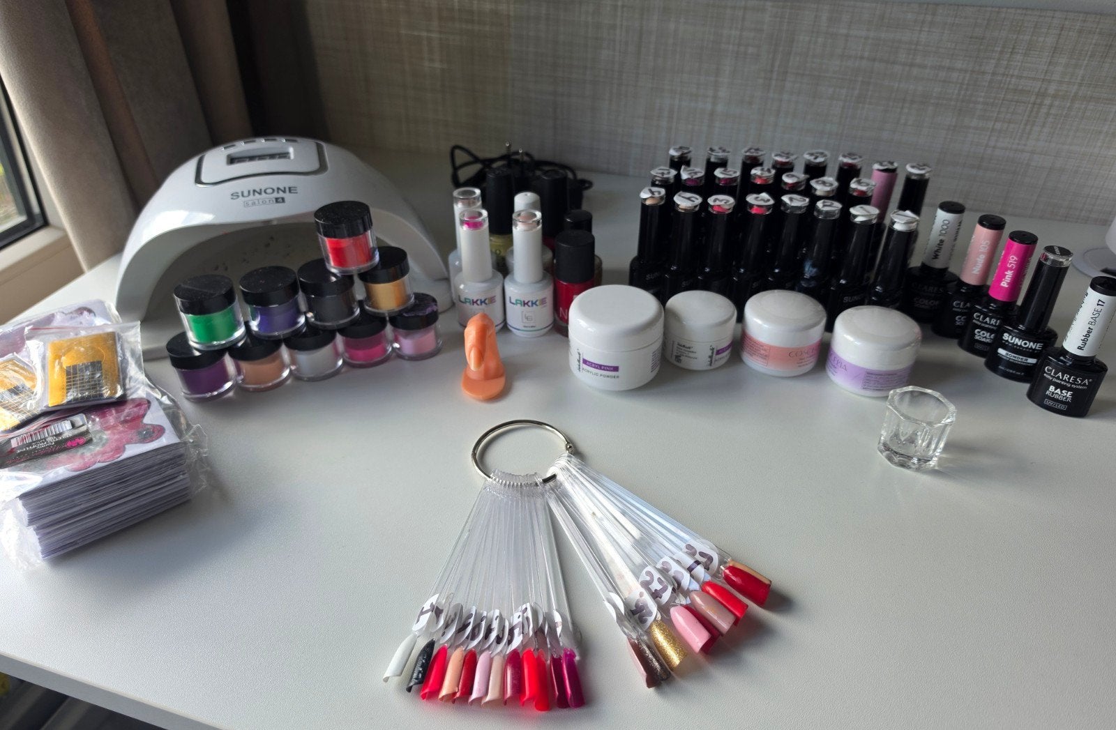 Grote nagelset; gellak, uv-lamp, acryl poeder, verlenging, Overige kleuren, Ophalen of Verzenden, Zo goed als nieuw, Handen en Nagels