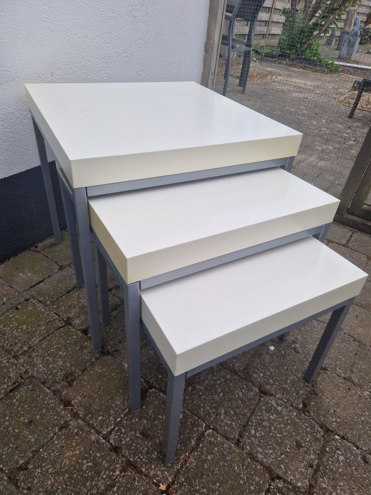 vintage set van 3 Ikea Klubbo bijzettafeltjes, Minder dan 55 cm, Gebruikt, Vierkant, Modern