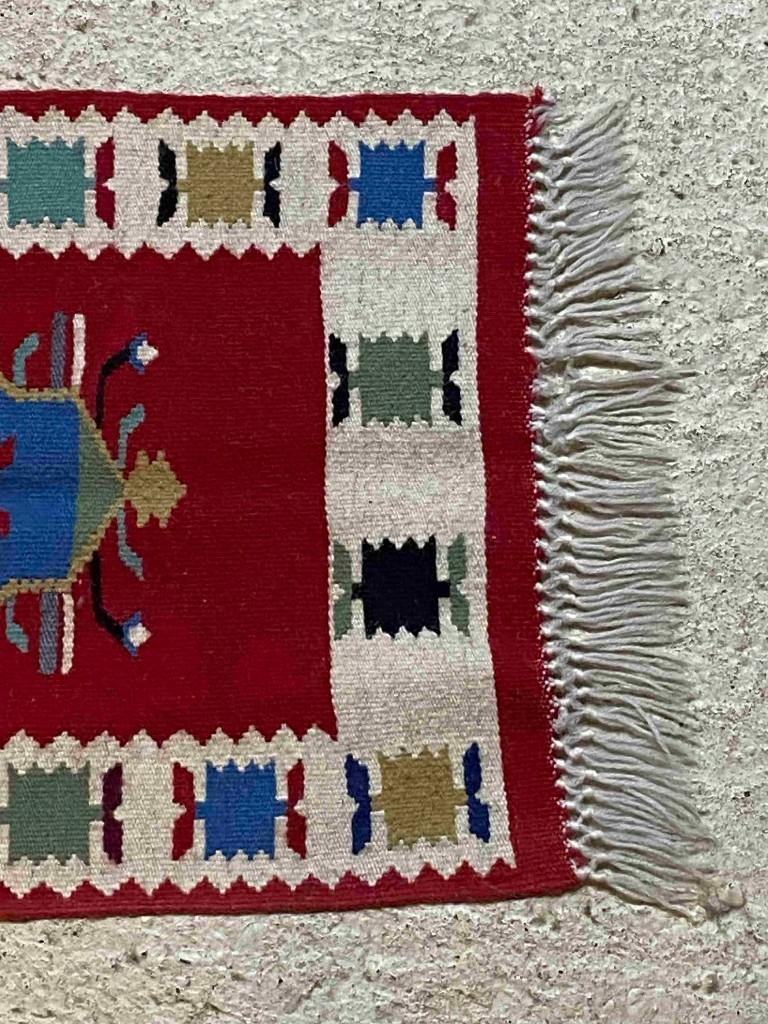 Kelim met symmetrische afbeeldingen 79/40 cm, Gebruikt, 50 tot 100 cm, Etten-Leur, Groen