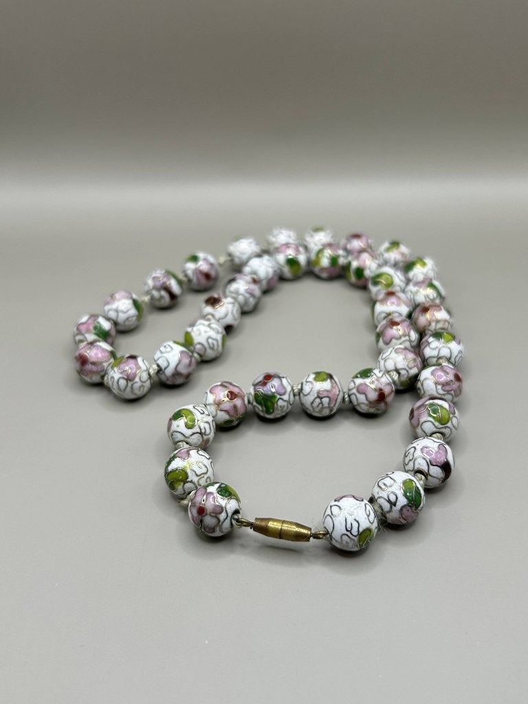 Vintage Chinese cloisonné, geknoopte bloemen halsketting, Ophalen of Verzenden, Overige materialen, Ketting