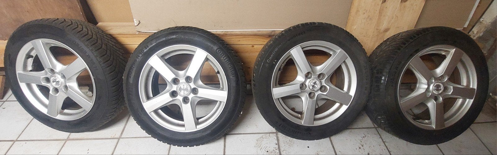 Set van 4 winterbanden met Enzo velgen - 205/55 R16, Auto-onderdelen, Ophalen, Gebruikt, 16 inch, Banden en Velgen