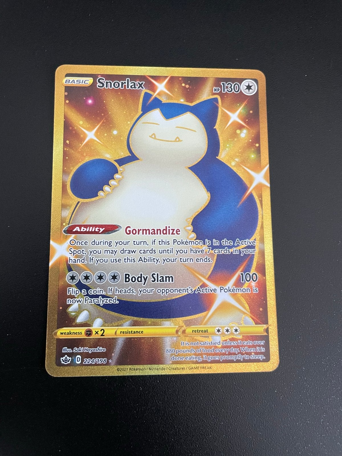 Snorlax Pokémon Kaart - Near Mint Conditie, Ophalen of Verzenden, Zo goed als nieuw, Losse kaart, Foil
