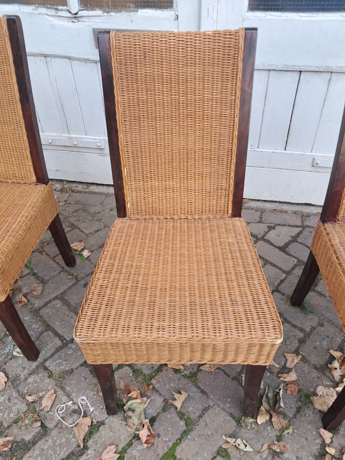 6 gevlochten rieten stoelen - Nergens goedkoper!, Huis en Inrichting, Stoelen, Gebruikt, Bruin, Vijf, Zes of meer stoelen, Hout