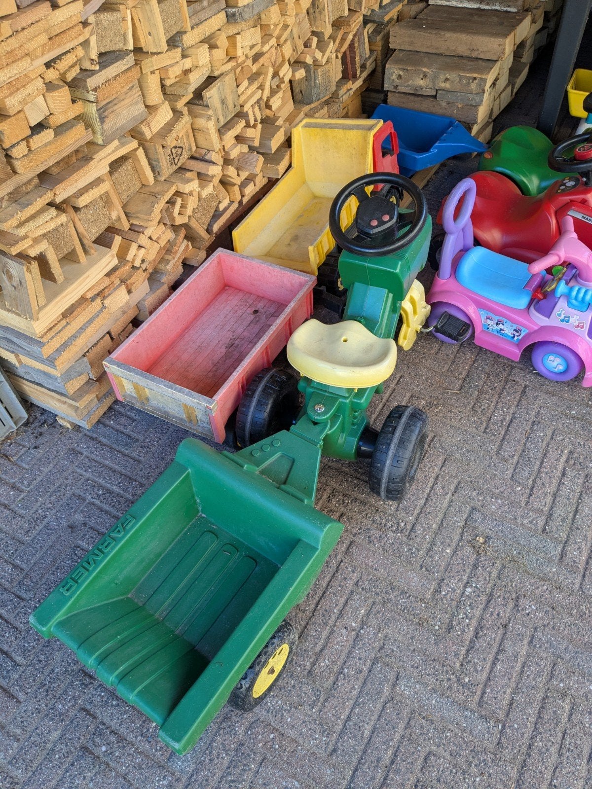 Loop tractor 3-wieler met aanhanger, Kinderen en Baby's, Ophalen, Gebruikt, Trapvoertuig