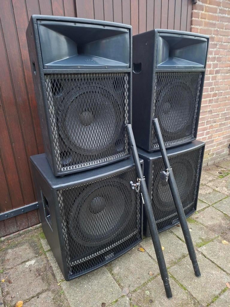 Professionele Master Audio PA geluidsset: 2xTop/2xSub., Ophalen, Gebruikt, Audio