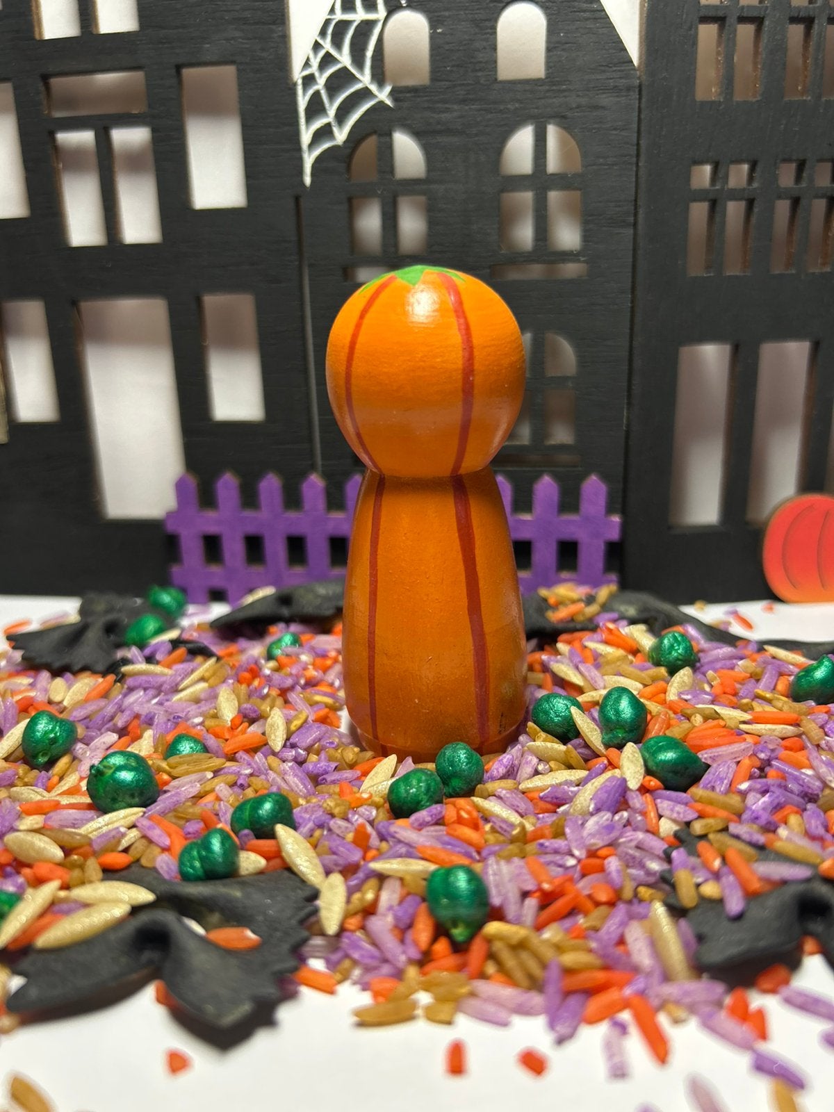 Handgeschilderde Pompoen Peg Doll – Halloween Decoratie, Ophalen of Verzenden, Nieuw, Overige typen