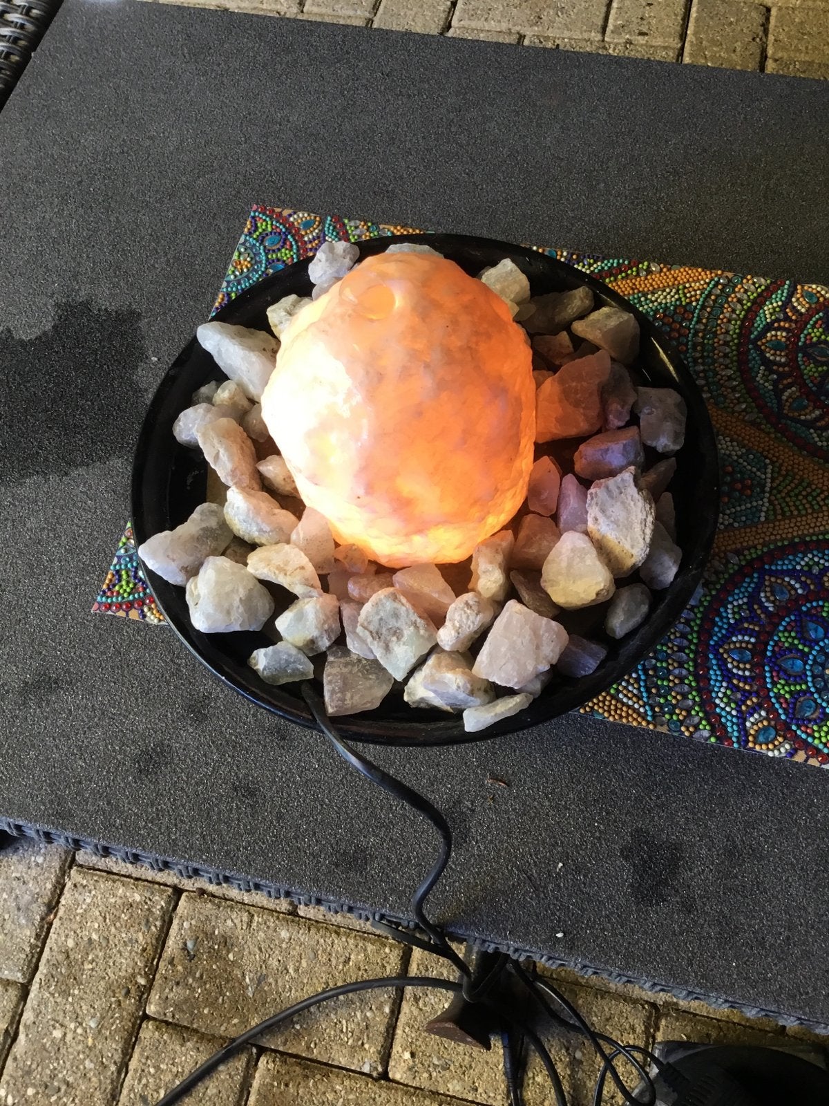 Himalaya Zoutlamp met stenen, Ophalen, Gebruikt, Overige stijlen, Oranje