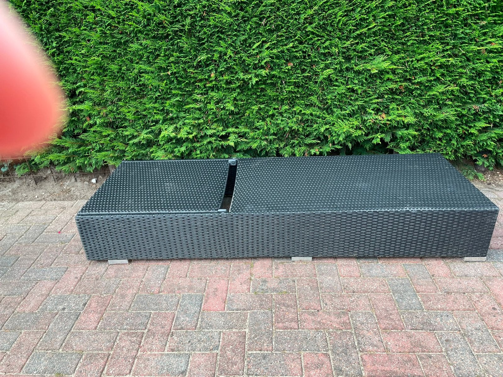 Zwarte Wicker Ligbed - Verstelbaar, Tuin en Terras, Ophalen of Verzenden, Gebruikt, Wicker, Verstelbaar