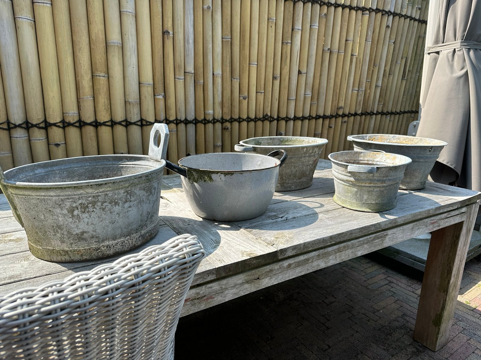 5 teiltjes zink en metaal, Ophalen, Overige materialen, Gebruikt, Minder dan 30 cm