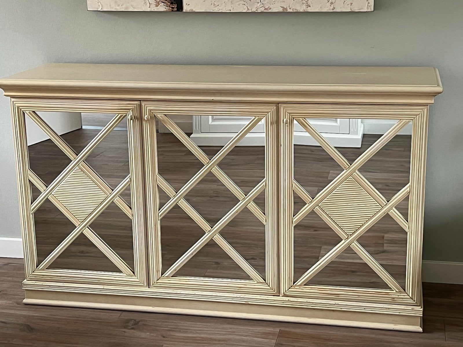 Stijlvol dressoir met spiegeldeuren en lades, Ophalen, Gebruikt, 150 tot 200 cm, Met lade(s)