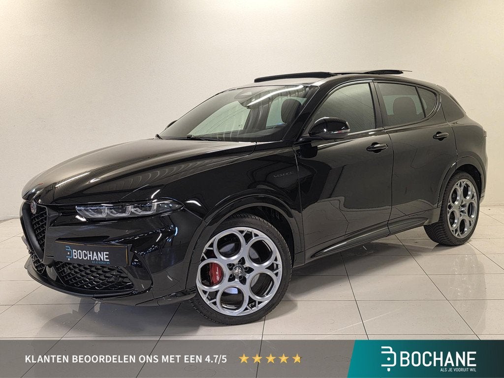 Alfa Romeo Tonale 1.5T Hybrid Veloce 160pk | Leer | Panorama, Auto's, Alfa Romeo, Gebruikt, 4 cilinders, 160 pk, Zwart