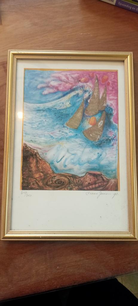 Aquarel Frans Jansen 1992 - Abstract Zeegezicht, Ophalen of Verzenden