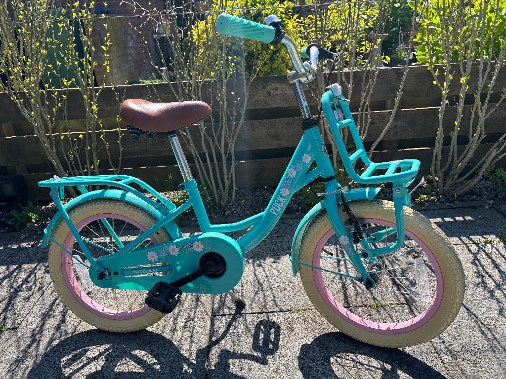 Nogan Puck Kinderfiets 16 inch Meisjes Turquoise, Fietsen en Brommers, Fietsen | Kinderfietsjes, Zo goed als nieuw, 16 tot 20 inch