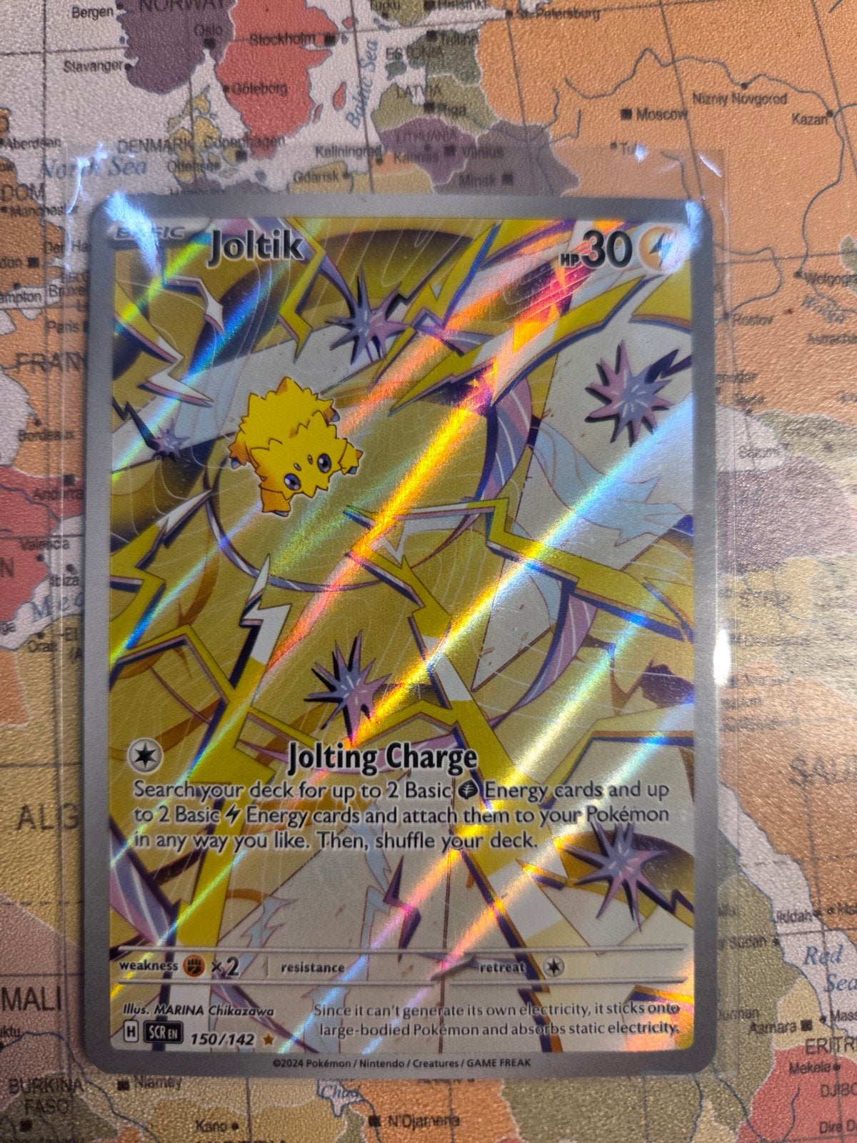 Full art Joltik nr. 150 / 142 Stellar Crown Pokémon kaart, Ophalen of Verzenden, Zo goed als nieuw