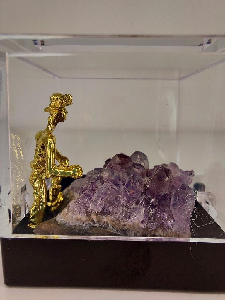 Amethist met mijnwerker, Ophalen of Verzenden, Mineraal
