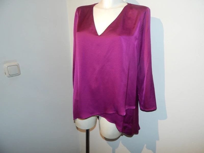 Joseph Ribkoff paars satijn achtige blouse top v hals M, Kleding | Dames, Maat 38/40 (M), Verzenden, Paars, Joseph Ribkoff