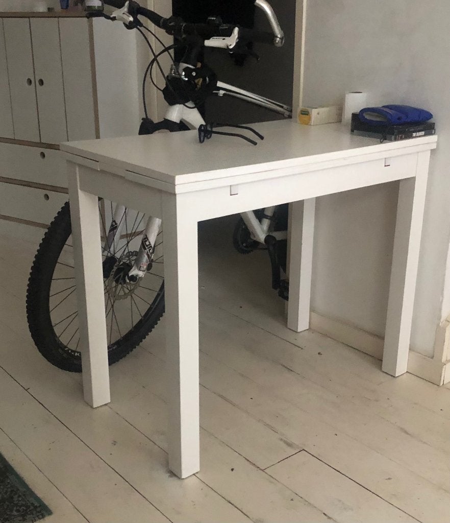 Tafel wit uitschuifbare versie wit geen beschadigingen, Ophalen, Gebruikt, 50 tot 100 cm, Modern retro