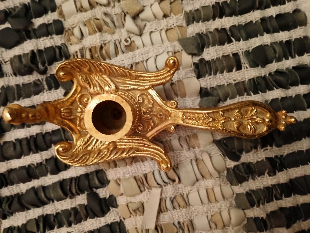 Antieke Bronzen pauwenkandelaar, Antiek en Kunst, Verzenden, Brons