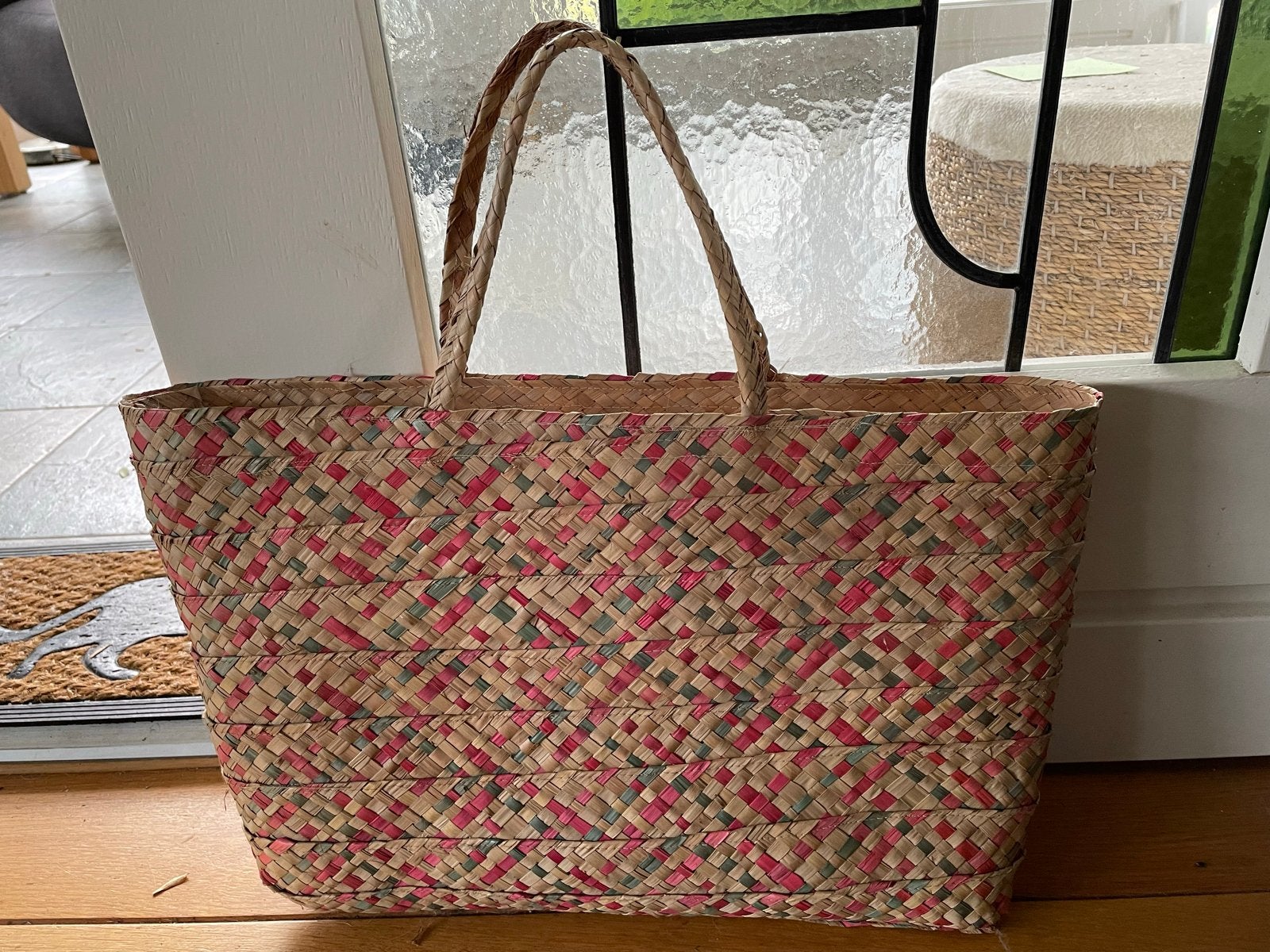 Leuke rieten tas met kleurrijke accenten - Alleen ophalen, Ophalen, Gebruikt, Overige kleuren, Shopper