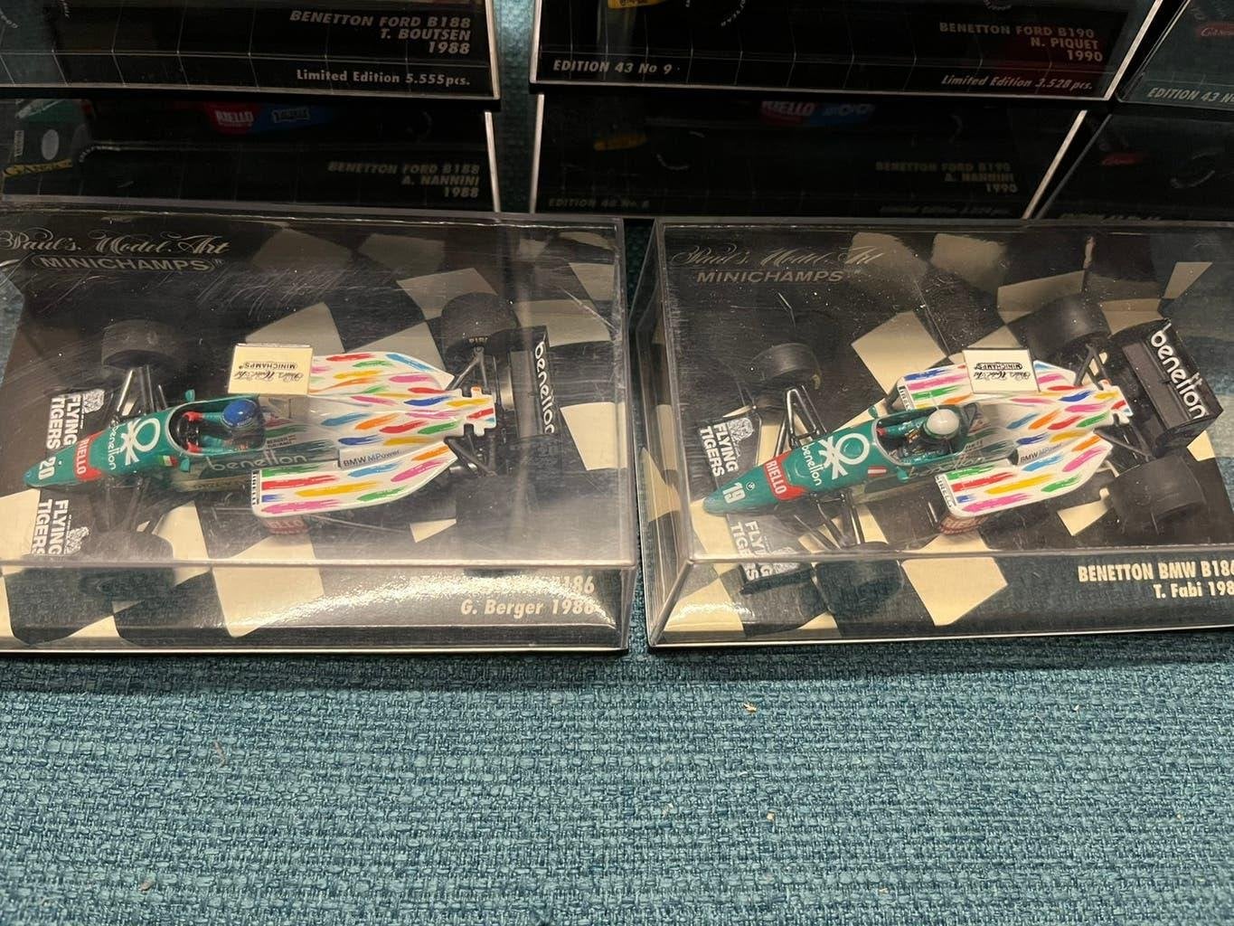 2x benetton 1/43  1986 GP USA Detroit, Verzenden, Nieuw, Formule 1