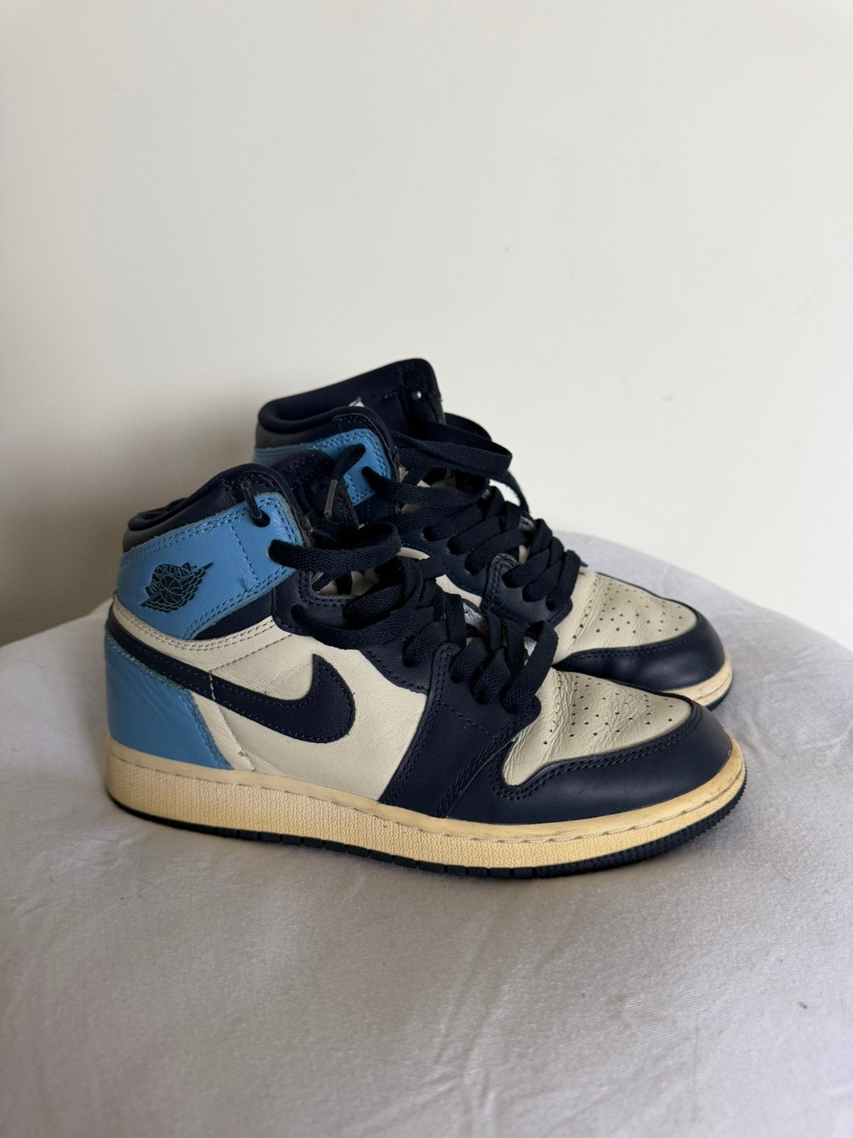 Jordan 1 High GS Obsidian maat 36,5, Kleding | Dames, Schoenen, Blauw, Ophalen of Verzenden, Sneakers of Gympen, Gedragen