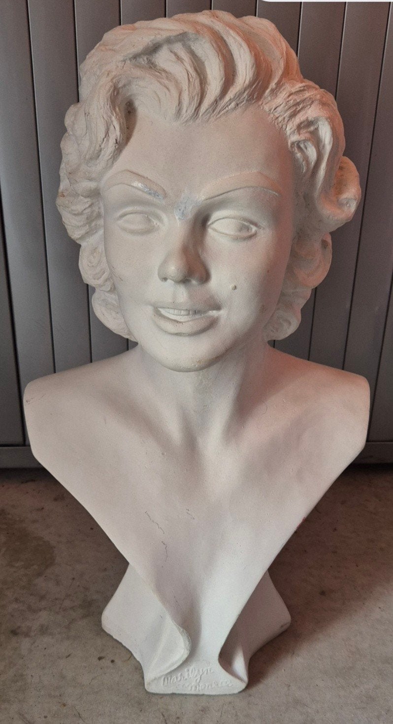 Marilyn Monroe gipsen buste + boek, Ophalen, Gebruikt
