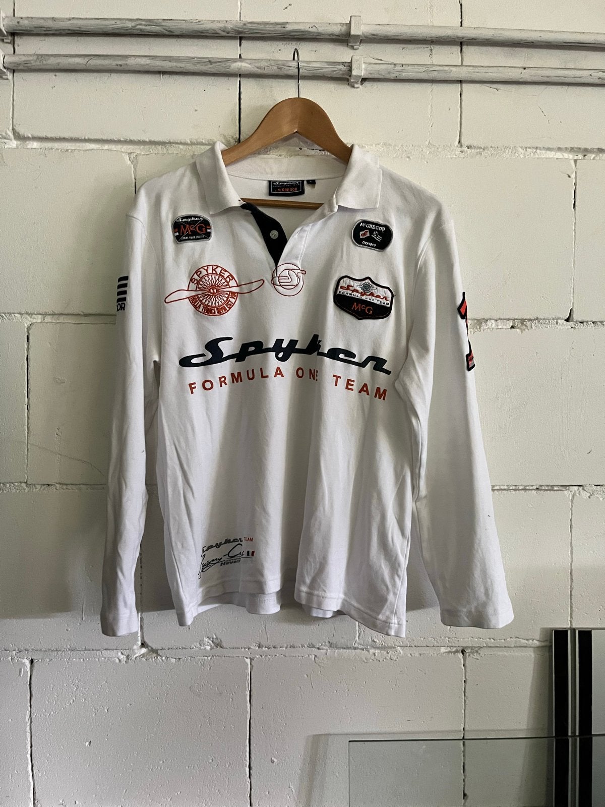 Spyker Formula One Team Longsleeve T-shirt Maat L, Ophalen of Verzenden, Gedragen, Maat 52/54 (L), Wit