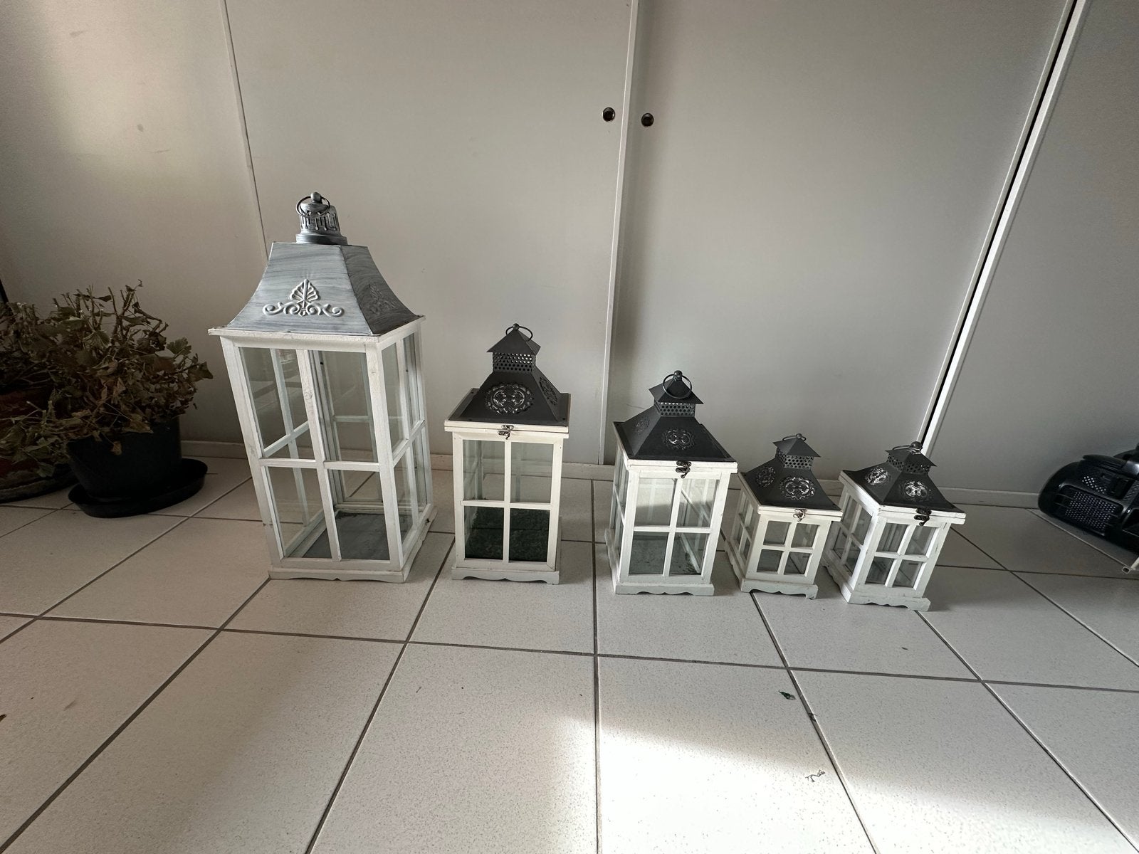 Romantische windlichten, gebruikt als bruiloft decoratie, Gebruikt, 25 tot 50 cm, Wit, Ophalen of Verzenden
