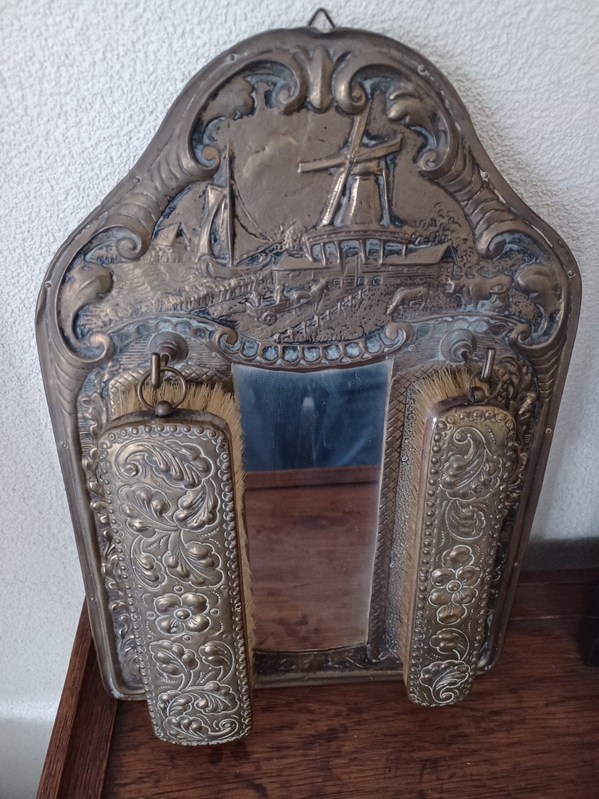 Antieke ned.halspiegel, Antiek en Kunst, Ophalen of Verzenden